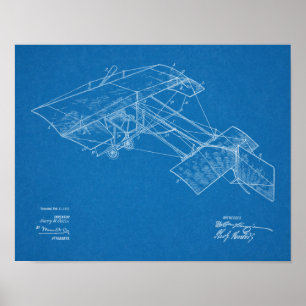 1913 Vintage Airplane Patent Art Drawing Print