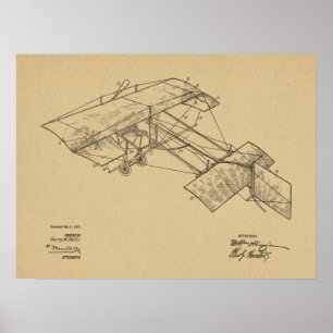 1913 Vintage Airplane Patent Art Drawing Print