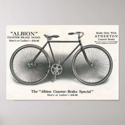 1913 Vintage Albion Bicycle Ad Art Poster