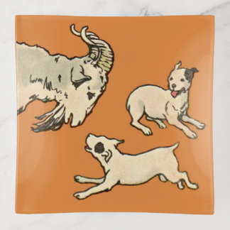 1914 billygoat and dogs trinket tray
