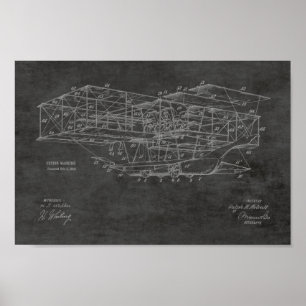 1914 Flying Machine Airplane Patent Art Drawing Poster