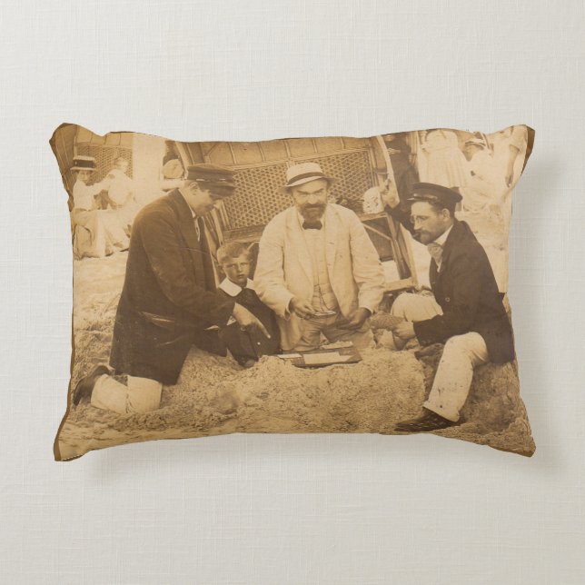 1914 fun on the beach in Germany RPPC Accent Pillow (Front)