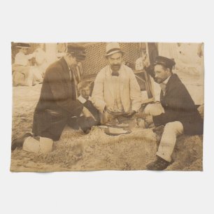 1914 fun on the beach in Germany RPPC Kitchen Towel