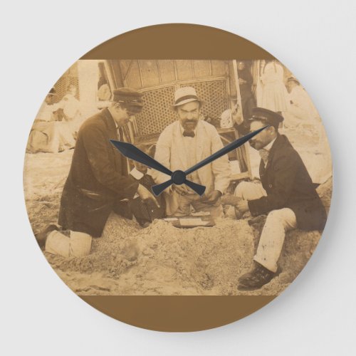 1914 fun on the beach in Germany RPPC Large Clock