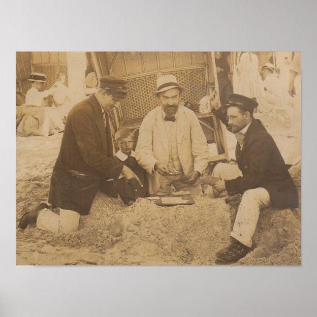 1914 fun on the beach in Germany RPPC Poster (Front)