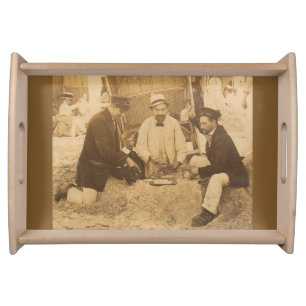 1914 fun on the beach in Germany RPPC Serving Tray
