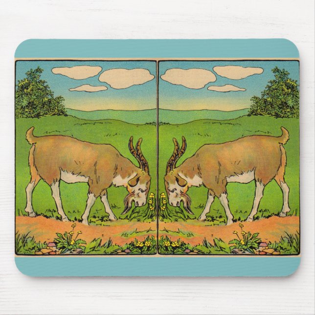 1914 grazing billygoat illustration mouse pad (Front)
