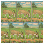 1914 grazing billygoat illustration print fabric