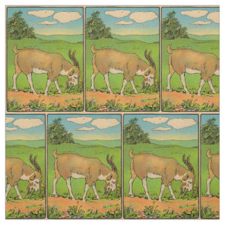 1914 grazing billygoat illustration print fabric
