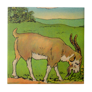 1914 grazing billygoat illustration tile