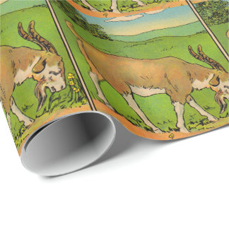 1914 grazing billygoat illustration wrapping paper