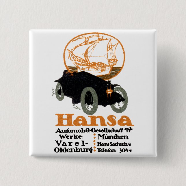1914 Hansa Automobile Pinback Button (Front)