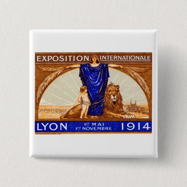 1914 Lyon International Expo Poster Pinback Button (Front)
