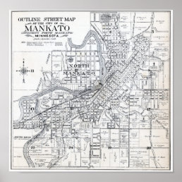 1914 Map of Mankato Minnesota Poster