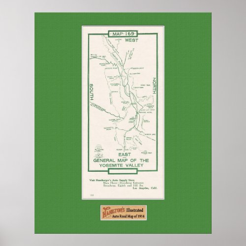 1914 Map of Yosemite Valley Poster
