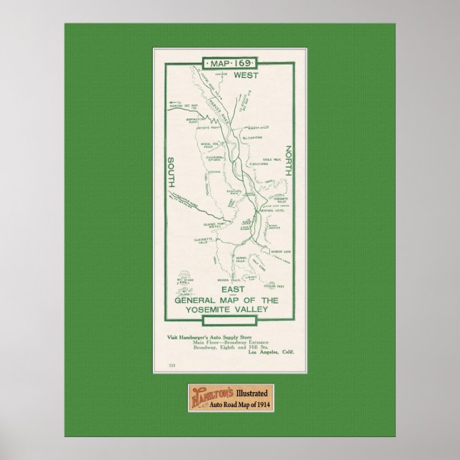 1914 Map of Yosemite Valley Poster (Front)