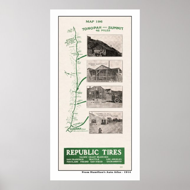 1914 Map, Tonopah and Hot Creek summit Poster (Front)