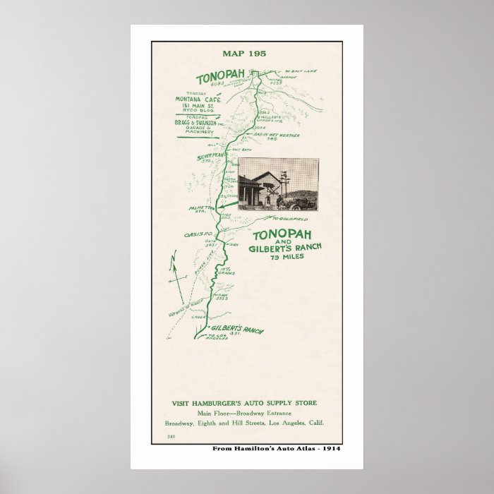 1914 Map, Tonopah to Gilbert’s Ranch Poster