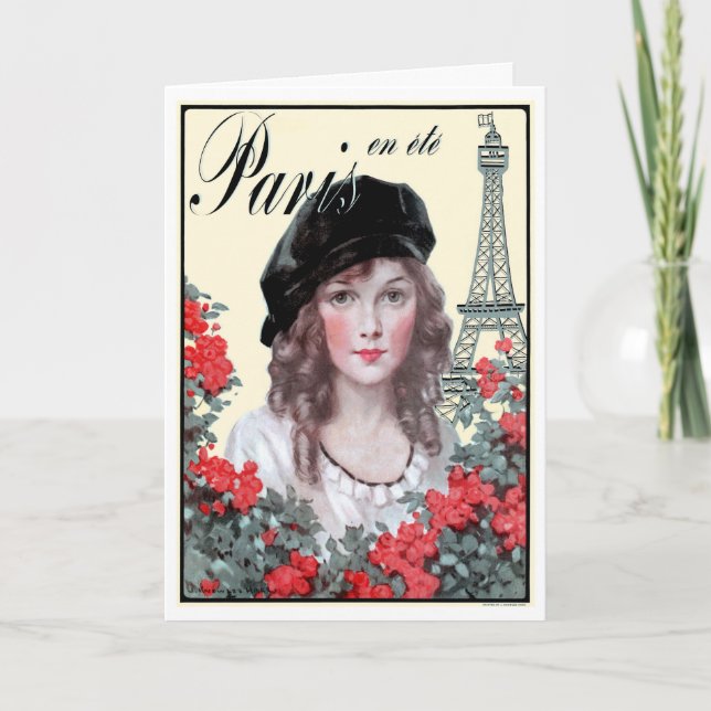 1914! "PARIS IN THE SUMMER" CUSTOM FRENCH GREETING CARD (Front)