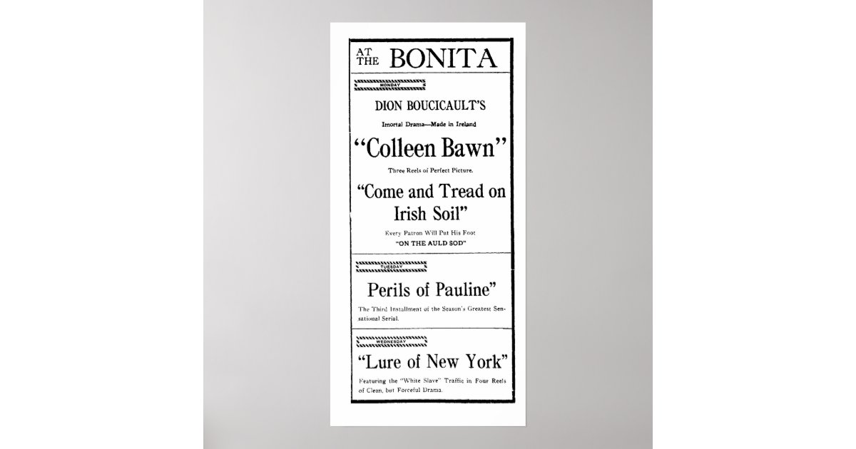 1914 Pearl White Perils of Pauline Movie Ad Print | Zazzle.com
