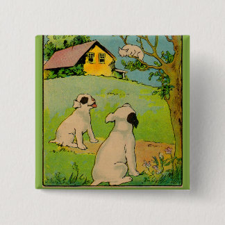 1914 two dogs and a little white cat button