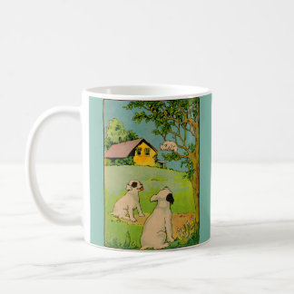 1914 two dogs and a little white cat coffee mug