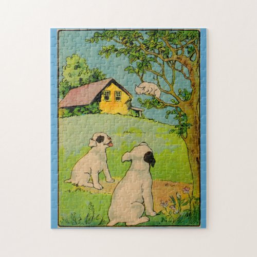 1914 two dogs and a little white cat jigsaw puzzle