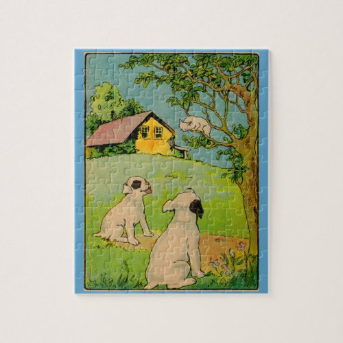 1914 two dogs and a little white cat jigsaw puzzle