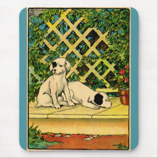 1914 two dogs being curious mouse pad