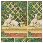 1914 two dogs being curious print fabric