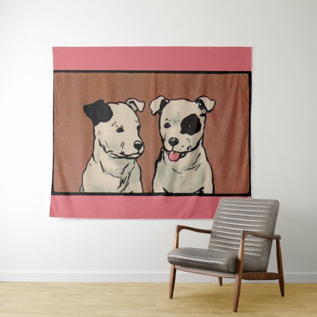1914 two dogs children's book illustration print tapestry (In Situ (Horizontal))