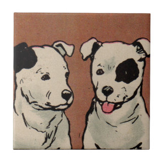 1914 two dogs children's book illustration tile