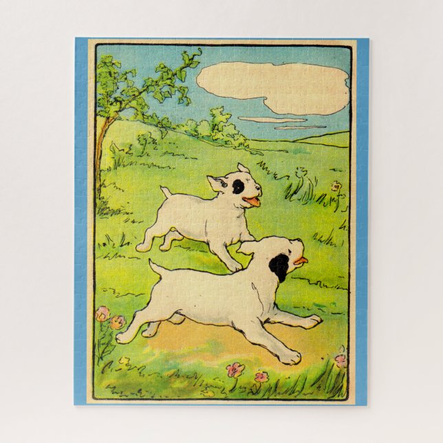 1914 two dogs running jigsaw puzzle (Vertical)