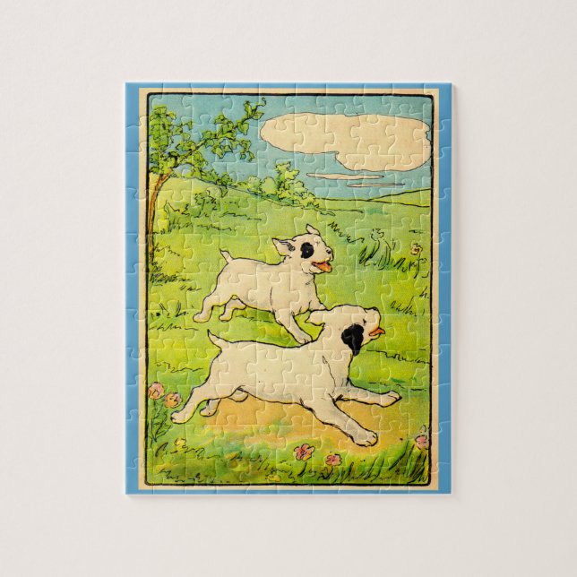 1914 two dogs running jigsaw puzzle (Vertical)