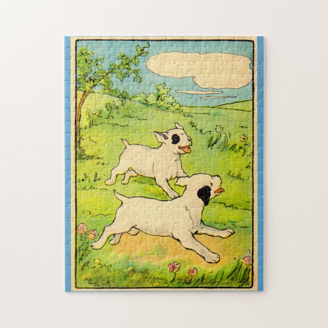 1914 two dogs running jigsaw puzzle (Vertical)