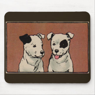 1914 two pitbull dogs children's book illustration mouse pad