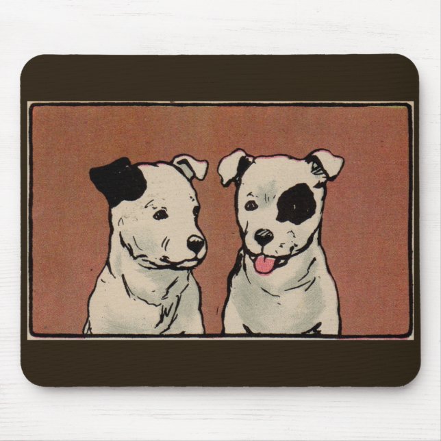 1914 two pitbull dogs children's book illustration mouse pad (Front)