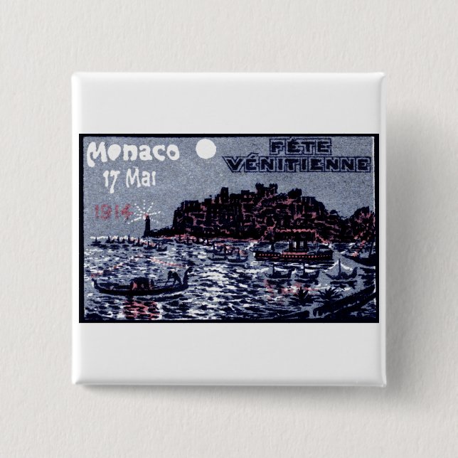 1914 Venetian Festival of Monaco Pinback Button (Front)
