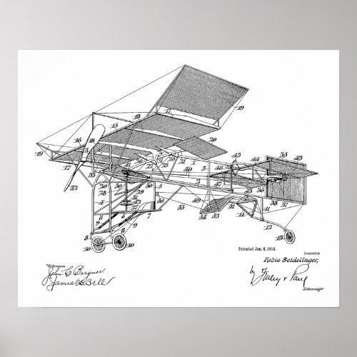 1914 Vintage Airplane Patent Art Drawing Print