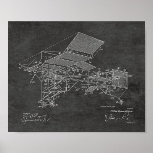 1914 Vintage Airplane Patent Art Drawing Print