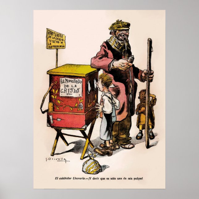 1914 Vintage Cartoon Argentina Crisis Poster (Front)