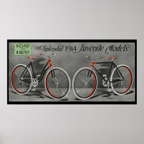 1914 Vintage Sears Juvenile Bicycle Ad Art Poster