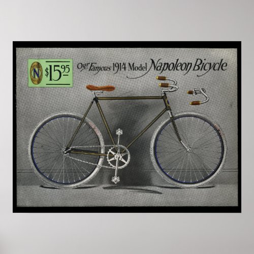 1914 Vintage Sears Napoleon Bicycle Ad Art Poster