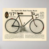 1914 Vintage Sears Peerless Bicycle Ad Art Poster