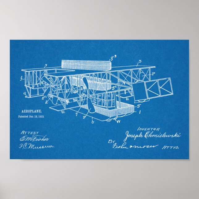 1915 Airship Airplane Patent Art Drawing Print (Front)