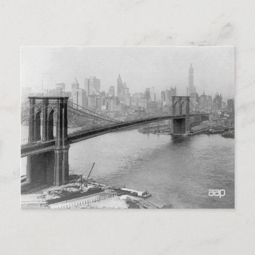 1915 Brooklyn Bridge and Manhattan New York City Postcard