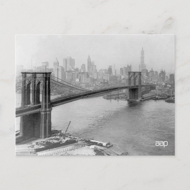 1915 Brooklyn Bridge and Manhattan New York City Postcard (Front)
