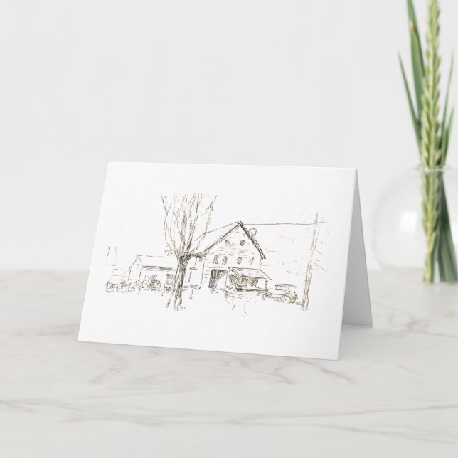 1915 Farmhouse sketch -Madison, CT Thank You Card (Front)