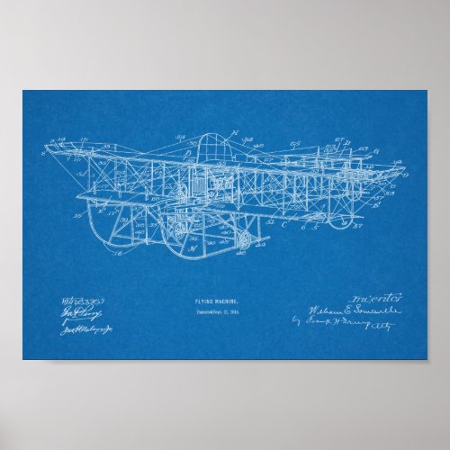 1915 Flying Machine Airplane Patent Drawing Print