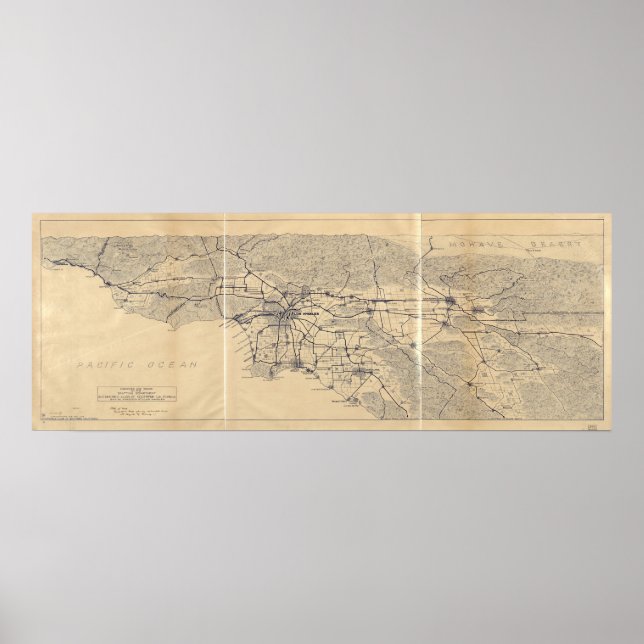 1915 Map Los Angeles, Auto Club of Southern CA Poster (Front)